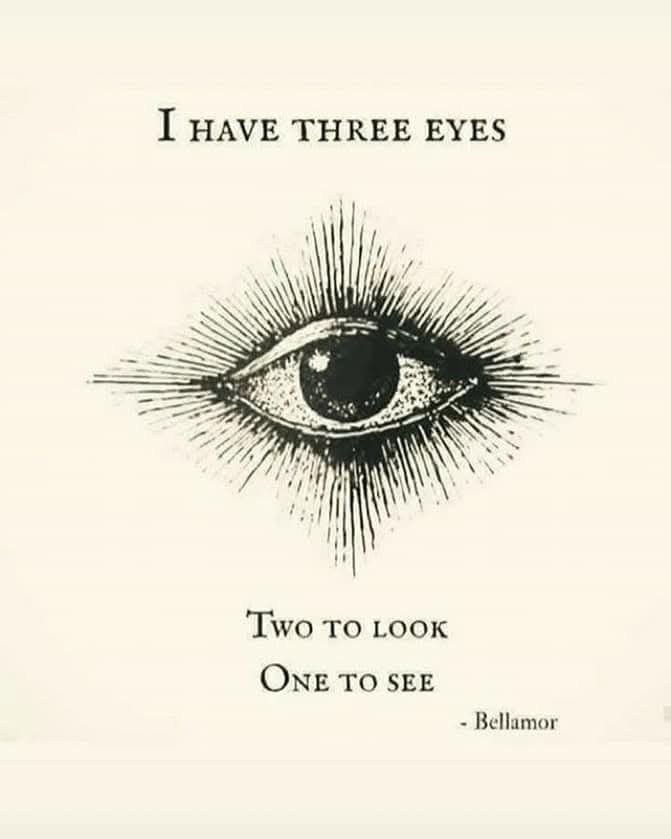 Гравюра с глазом: I have three eyes — two to look, one to see
